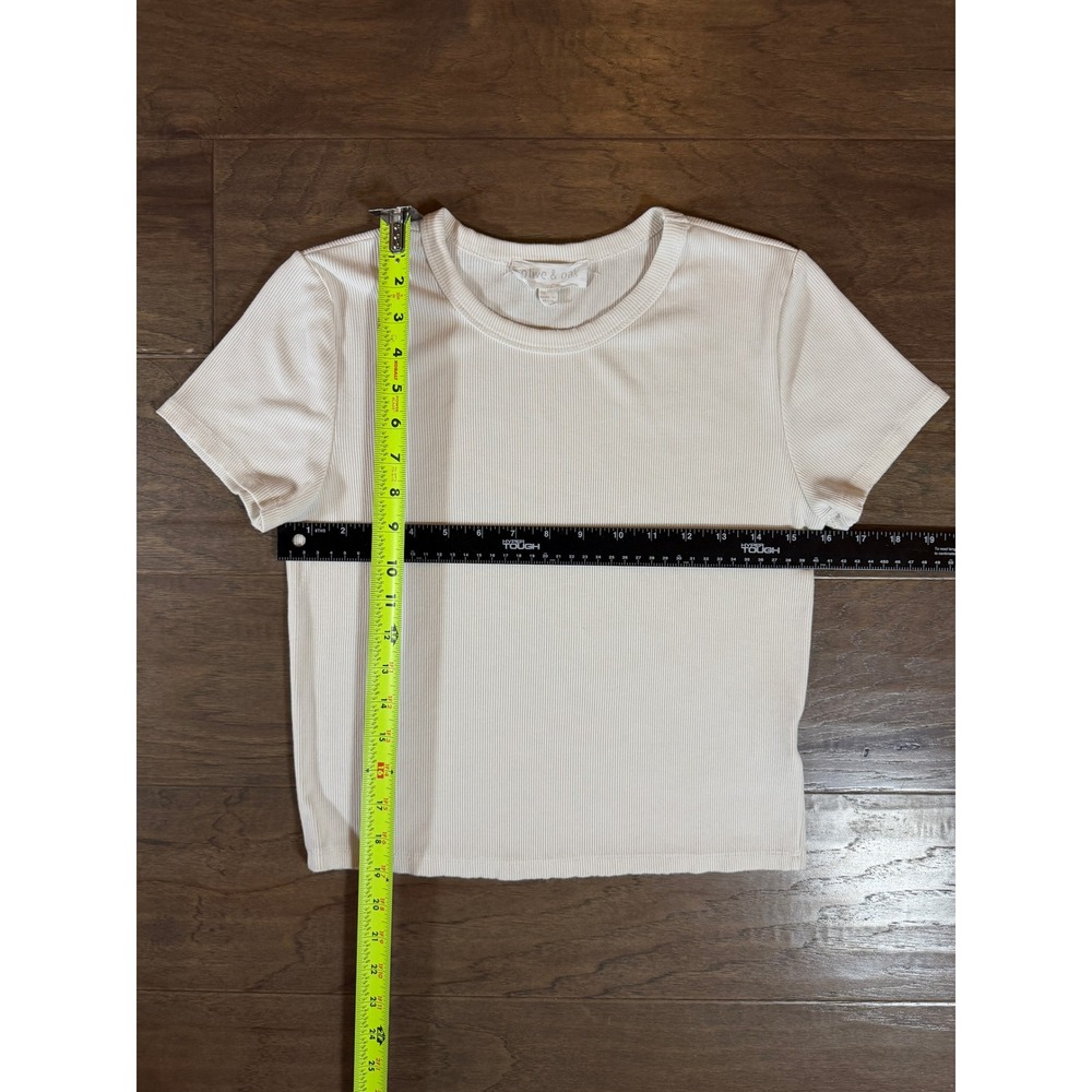 Olive & Oak White Ribbed Short Sleeve Baby Tee Modal Blend Top Large ST01481 - Picture 4 of 6